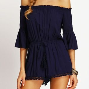 ROMWE Bell Sleeve Off Shoulder Romper NWOT